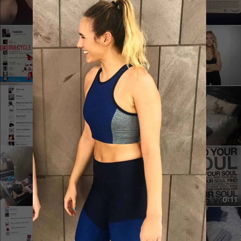 Outdoor Voices color block blue outfit